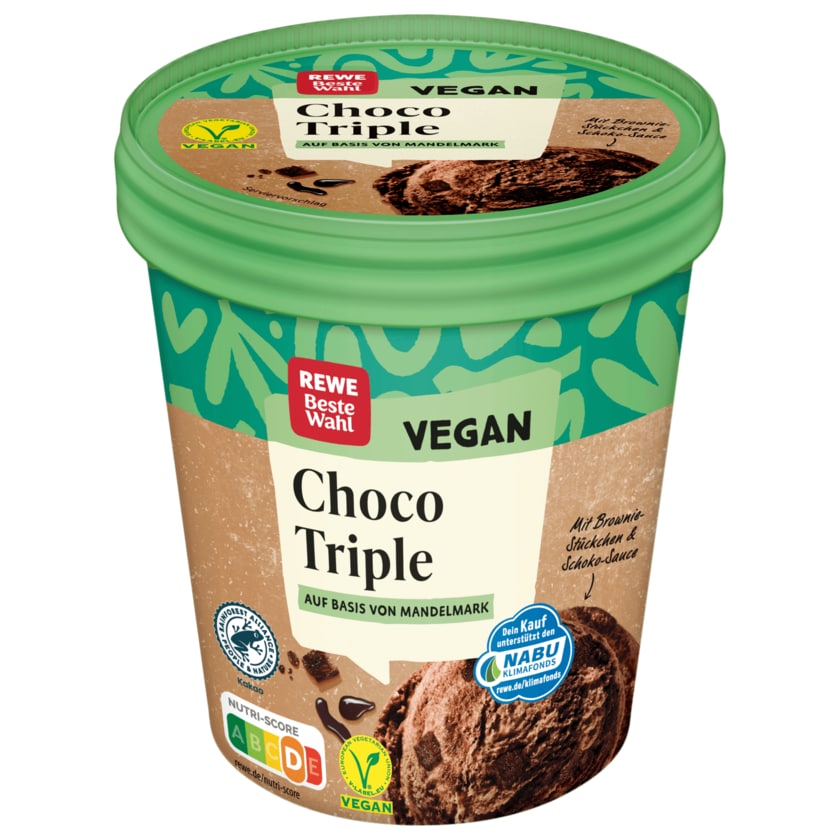 REWE Beste Wahl Choco Triple Eis vegan 500ml
